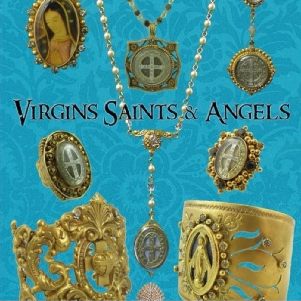 Virgins Saints & Angels 4-strand pearl ,gold chain necklace removable medallion - Picture 6 of 9
